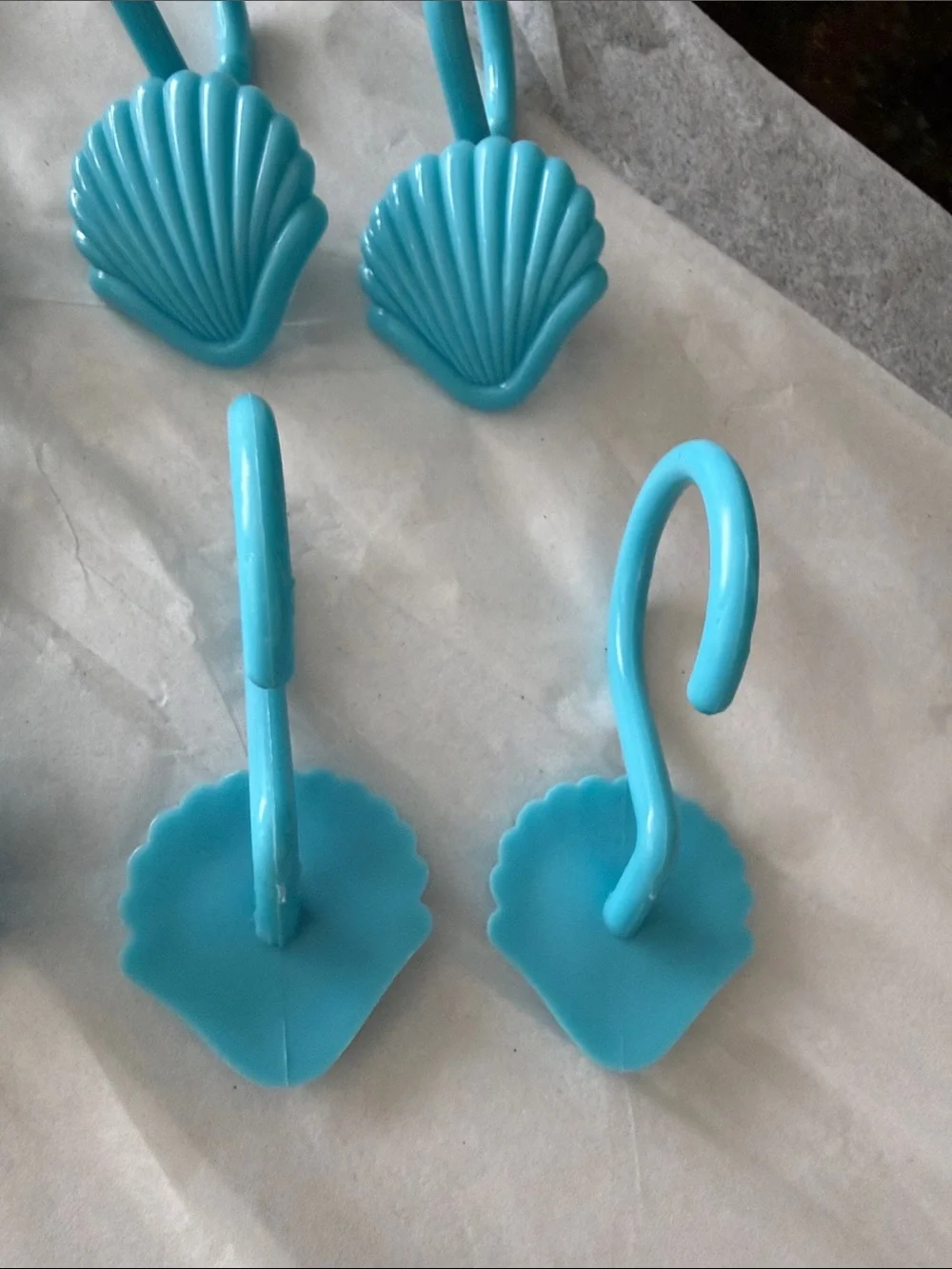 Aqua Shell Shower Curtain Hooks - Set of 12